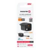 Încărcător de călătorie SWISSTEN SlideCHARGE GAN 30W, 1× USB-A 18W cu cablu retractabil USB-C de 0,75 m, negru