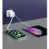 Încărcător de călătorie SWISSTEN SlideCHARGE GAN 45W, 1× USB-A 18W cu cablu retractabil USB-C de 0,75 m, alb
