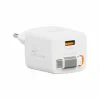 Încărcător de călătorie SWISSTEN SlideCHARGE GAN 45W, 1× USB-A 18W cu cablu retractabil USB-C de 0,75 m, alb