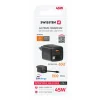 Încărcător de călătorie SWISSTEN SlideCHARGE GAN 45W, 1× USB-A 18W cu cablu retractabil USB-C de 0,75 m, negru