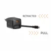 Încărcător de călătorie SWISSTEN SlideCHARGE GAN 45W, 1× USB-A 18W cu cablu retractabil USB-C de 0,75 m, negru