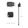 Încărcător de călătorie SWISSTEN SlideCHARGE GAN 45W, 1× USB-A 18W cu cablu retractabil USB-C de 0,75 m, negru