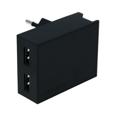 Încărcător de călătorie Swissten Smart IC cu 2x USB 3A Power, negru