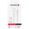 Încărcător magnetic wireless Swissten cu fir împletit pentru Apple Watch, metal, USB-A 1.2 m, alb