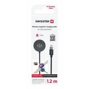 Încărcător magnetic wireless Swissten pentru ceas Samsung Galaxy, USB-C 1.2 m, negru