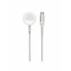 Încărcător wireless magnetic SWISSTEN cu fir împletit pentru Apple Watch, metal, USB-C 1.2 m, alb