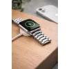 Încărcător wireless magnetic SWISSTEN cu fir împletit pentru Apple Watch, metal, USB-C 1.2 m, alb