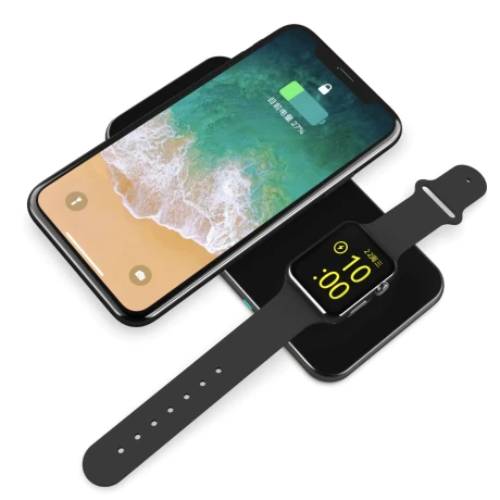 Încărcător wireless SWISSTEN 2 în 1, negru