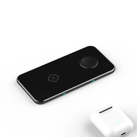 Încărcător wireless SWISSTEN 2 în 1, negru