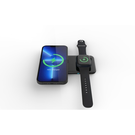 Încărcător wireless SWISSTEN 2 în 1, negru