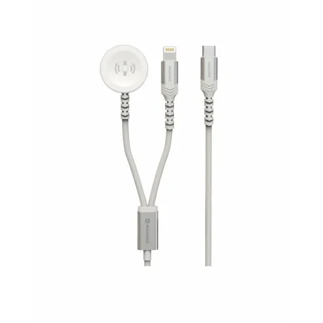 Încărcător wireless Swissten 2 în 1 pentru Apple Watch și Lightning, USB-C 1.2 M, alb