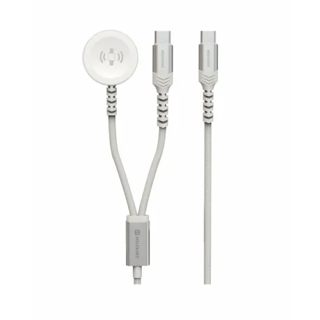 Încărcător wireless SWISSTEN 2 în 1 pentru Apple Watch și USB-C, USB-C 1,2 m, alb
