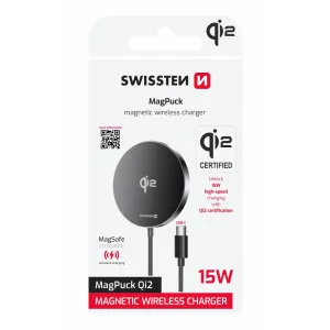Încărcător wireless SWISSTEN MagPuck Qi2 1.5 M (compatibil cu MagSafe)