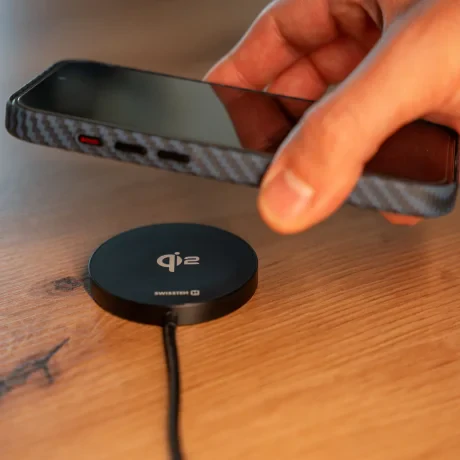 Încărcător wireless SWISSTEN MagPuck Qi2 1.5 M (compatibil cu MagSafe)