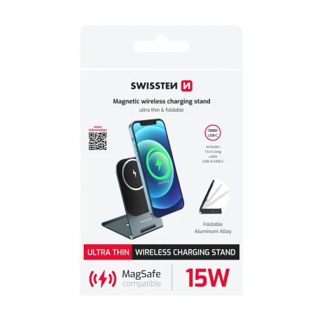 ÎNCĂRCĂTOR WIRELESS SWISSTEN ULTRA SUBȚIRE (compatibil cu MagSafe) 