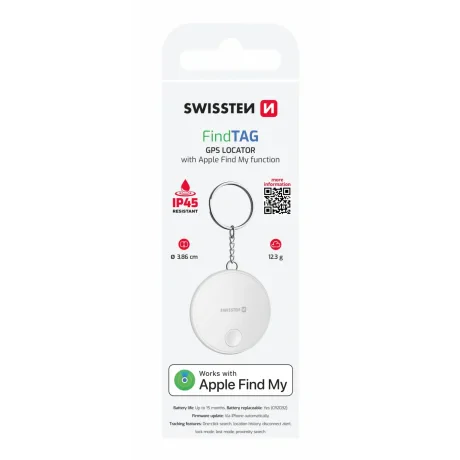 LOCALIZATOR INTELIGENT SWISSTEN FIND TAG CU FUNCȚIA APPLE FIND MY, ALB