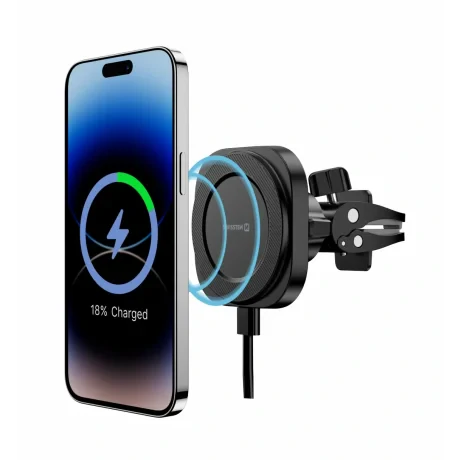 SUPORT AUTO MAGNETIC COMPACT SWISSTEN MagStick CU ÎNCĂRCĂTOR WIRELESS 15W/7.5W (compatibil MagSafe)