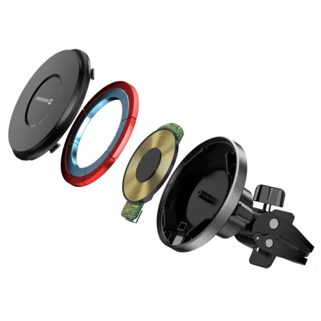 SUPORT AUTO MAGNETIC SWISSTEN AIRHOLD CU ÎNCĂRCĂTOR WIRELESS 15W / 7.5W (compatibil MagSafe)