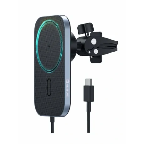 SUPORT AUTO MAGNETIC SWISSTEN CU ÎNCĂRCĂTOR WIRELESS 15W (compatibil MagSafe)