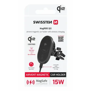 SUPORT AUTO MAGNETIC SWISSTEN MagRide CU ÎNCĂRCĂTOR WIRELESS Qi2 15W (compatibil MagSafe)