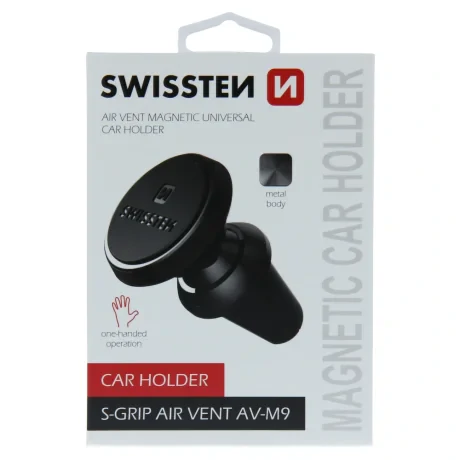 SUPORT AUTO MAGNETIC SWISSTEN S-GRIP GRIZI DE AER AV-M9 NEGRU