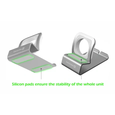 SUPORT DIN ALUMINIU SWISSTEN PENTRU APPLE WATCH ARGINTIU