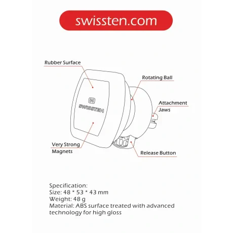 SUPORT MAGNETIC AUTO SWISSTEN S-GRIP AV-M3