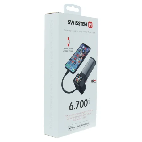 SWISSTEN Baterie externă 2 în 1 pentru Apple Watch, MFi, 6700 mAh