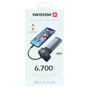 SWISSTEN Baterie externă 2 în 1 pentru Apple Watch, MFi, 6700 mAh