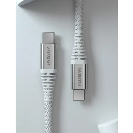 CABLU DE DATE SWISSTEN ARMAT CU ARAMIDĂ USB-C / USB-C 1.5 M ALB