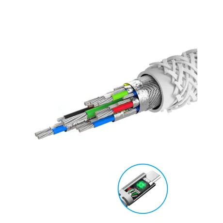 CABLU DE DATE SWISSTEN CU ARAMIDĂ RANFORSATĂ USB-C / LIGHTNING 1.5 M ALB