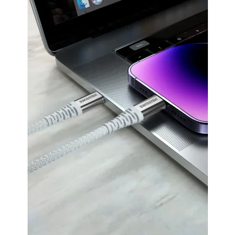 CABLU DE DATE SWISSTEN CU ARAMIDĂ RANFORSATĂ USB / LIGHTNING 1.5 M ALB