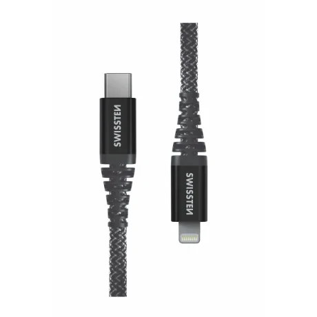 CABLU DE DATE SWISSTEN RANFORSAT CU ARAMIDĂ USB-C / LIGHTNING 1.5 M ANTRACIT