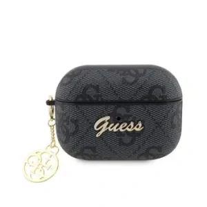 Carcasă Guess 4G Script PC/PU Charm pentru AirPods Pro 2, neagră