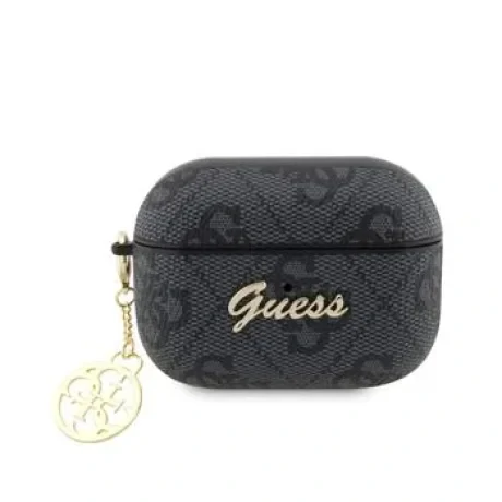 Carcasă Guess 4G Script PC/PU Charm pentru AirPods Pro 2, neagră