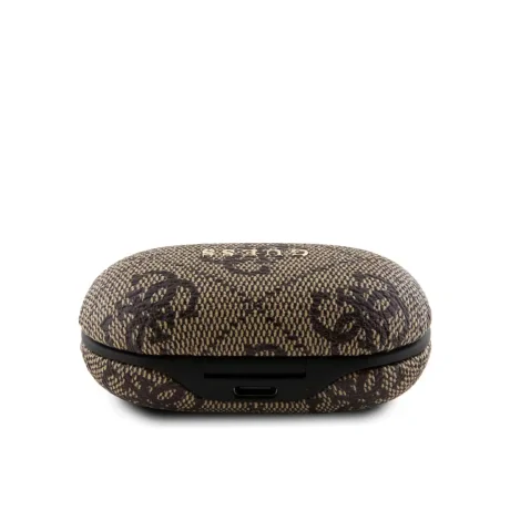 Căști wireless Guess PU 4G cu logo metalic TWS, maro