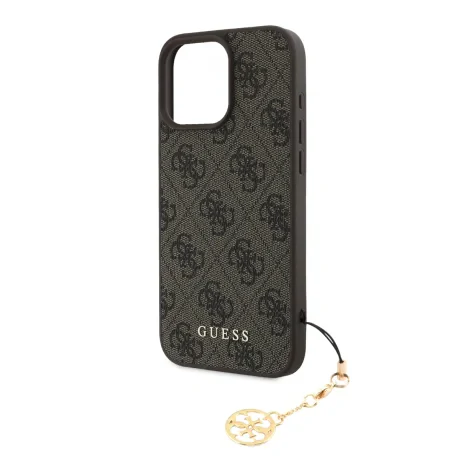 Husă spate Guess 4G Charm pentru iPhone 16 Pro Max, maro, ton pe ton