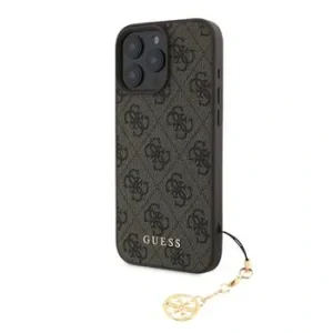 Husă spate Guess 4G Charm pentru iPhone 16 Pro Max, maro, ton pe ton