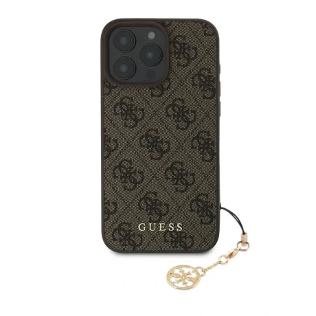 Husă spate Guess 4G Charm pentru iPhone 16 Pro Max, maro, ton pe ton
