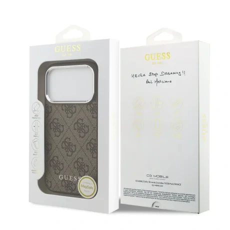 Husă spate Guess 4G MagSafe pentru iPhone 17 Pro, maro