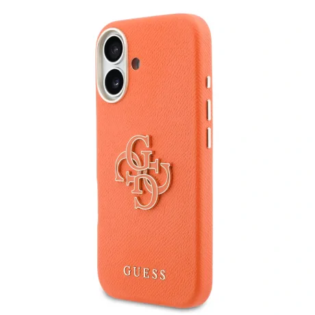 Husă spate Guess cu logo din rășină PU pentru iPhone 17, portocalie