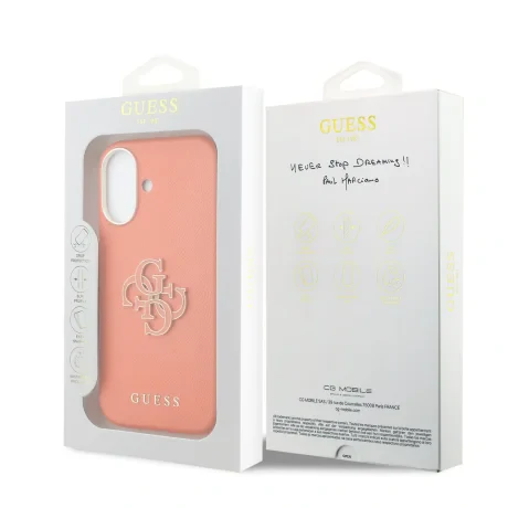 Husă spate Guess cu logo din rășină PU pentru iPhone 17, portocalie