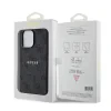 Husă spate Guess din piele PU 4G cu inel colorat MagSafe pentru iPhone 15 Pro Max, neagră