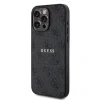 Husă spate Guess din piele PU 4G cu inel colorat MagSafe pentru iPhone 15 Pro, neagră