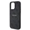 Husă spate Guess din piele PU 4G cu inel colorat MagSafe pentru iPhone 15 Pro, neagră