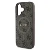 Husă spate Guess din piele PU 4G cu inel colorat MagSafe pentru iPhone 16, maro