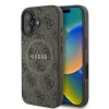 Husă spate Guess din piele PU 4G cu inel colorat MagSafe pentru iPhone 16, maro