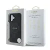 Husă spate Guess din piele PU 4G cu inel colorat MagSafe pentru iPhone 16, neagră