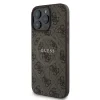 Husă spate Guess din piele PU 4G cu inel colorat MagSafe pentru iPhone 16 Pro, maro