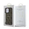 Husă spate Guess din piele PU 4G cu inel colorat MagSafe pentru iPhone 16 Pro Max, maro